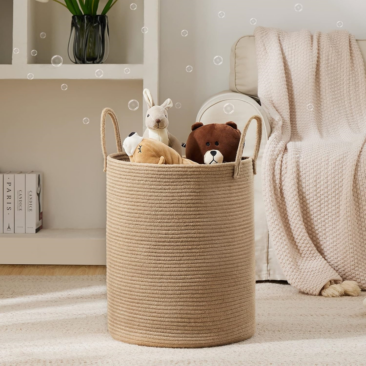 YOUDENOVA jute rope laundry basket, 58-liter height