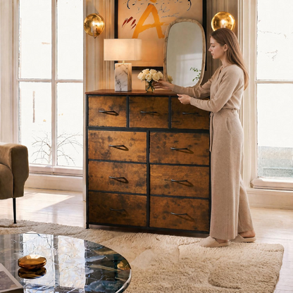 Nine-drawer wardrobe, fabric storage unit, suitable for bedrooms, hallways, entryways, and walk-in closets. Tall cabinet storage unit.