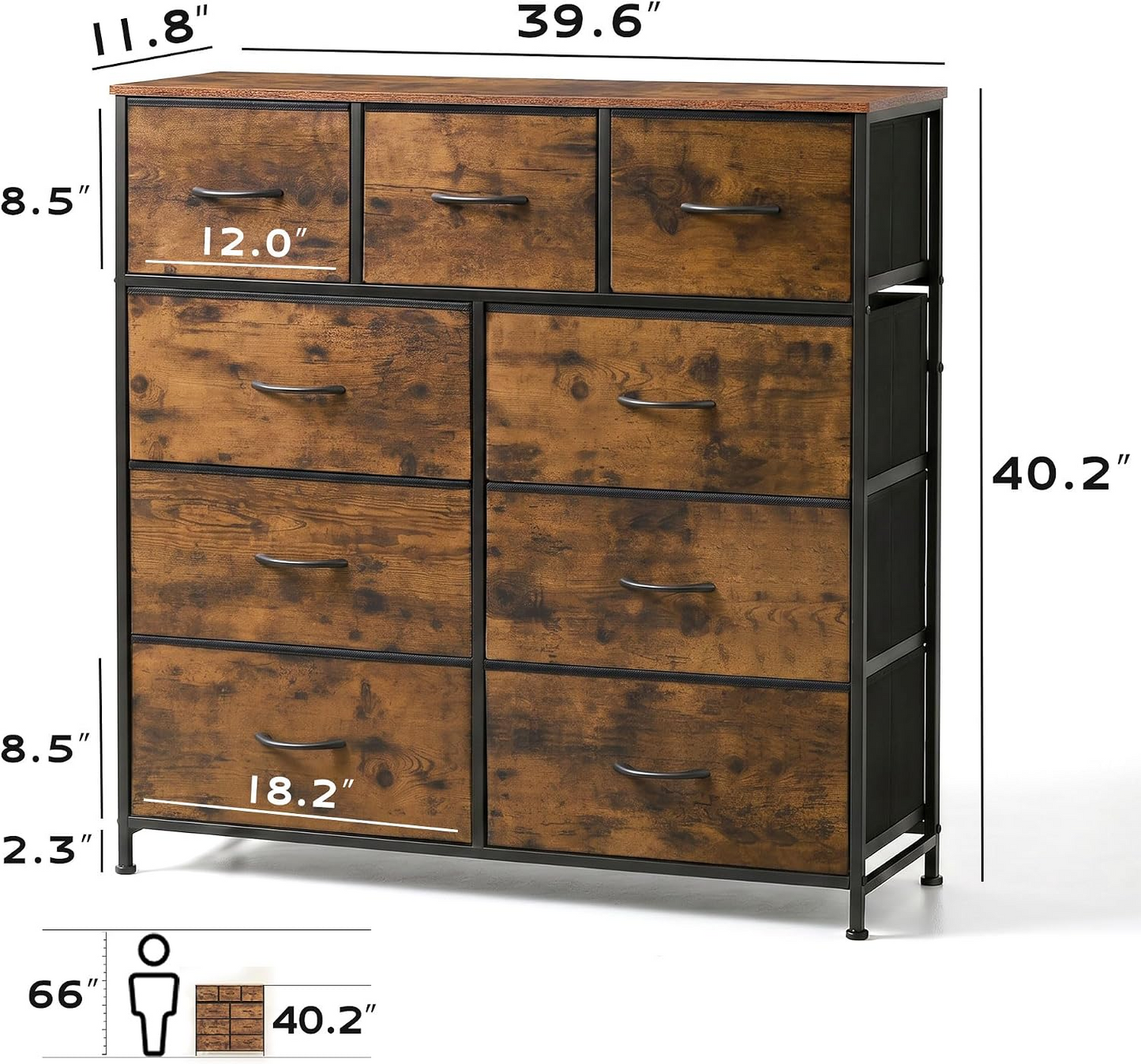 Nine-drawer wardrobe, fabric storage unit, suitable for bedrooms, hallways, entryways, and walk-in closets. Tall cabinet storage unit.